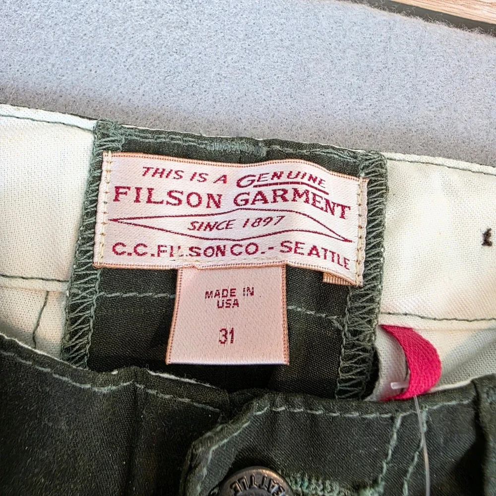 Filson MNS Guide Pant Waxed Cotton Olive Green Cargo Pants 31x34 USA Made $265